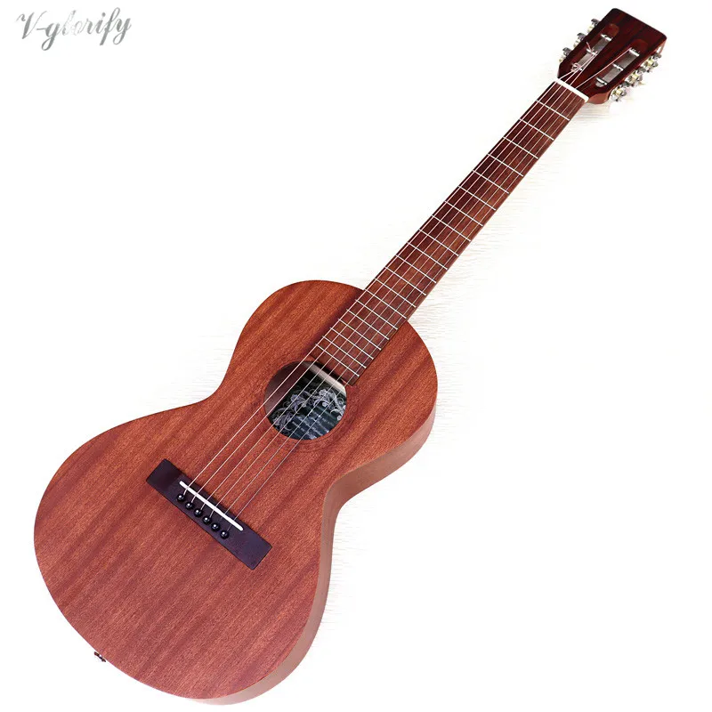 Travel Guitar 36 Inch Acoustic Guitar 6 String Mini Guitars Brown And Natural Color Folk Guitar Full Sapele