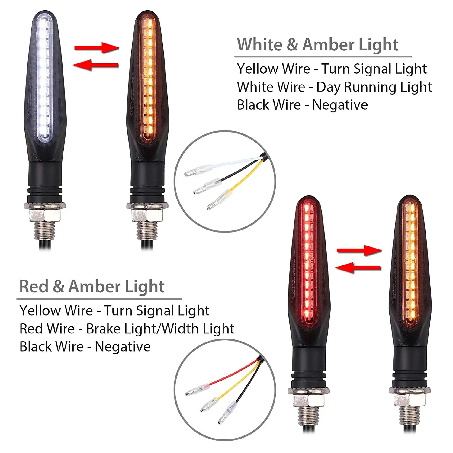 24LED Motorcycle Turn Signals Light DRL daytime Runing Tail Flasher Flowing Water Blinker Motor High Bright Amber Indicator