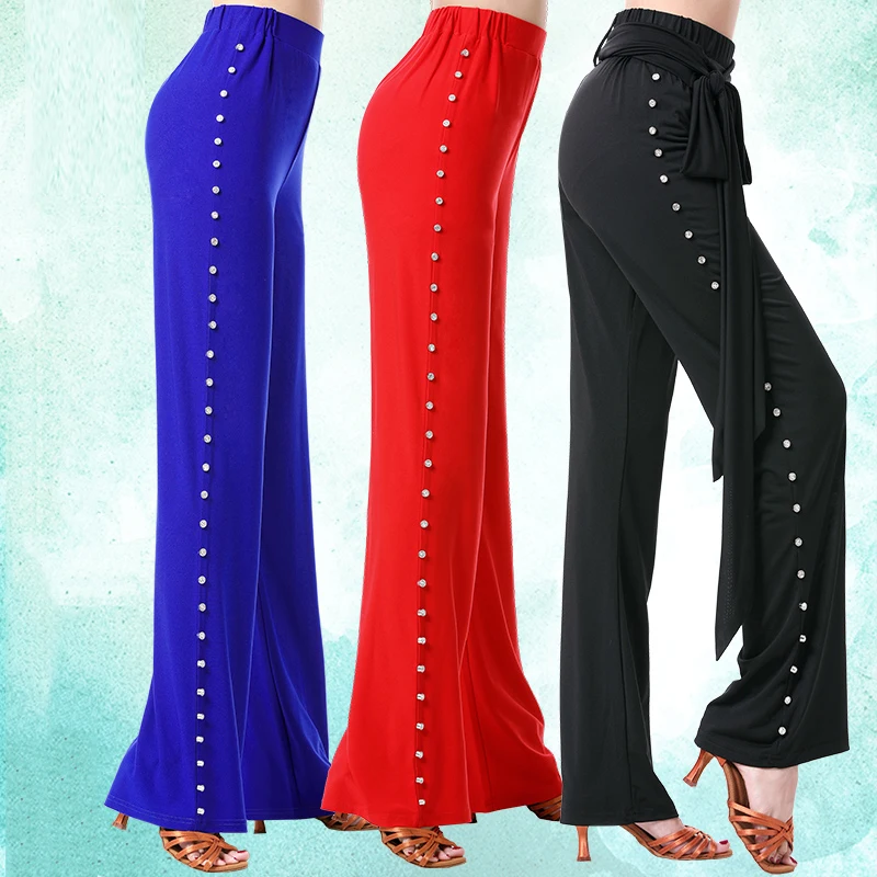 

Large Size Velvet High Waist Latin Dance Pants Women'S Dance Trousers Modern Ballroom Cha Cha Dance Training Clothes DWY3221