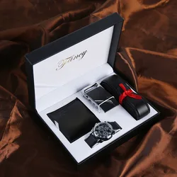 Mann Uhr Geschenk Set Mit Box Leder Gürtel Männer Brieftaschen Uhr Herren Uhren Luxus Quarz Armbanduhr Set Für Vater der Tag Geschenk