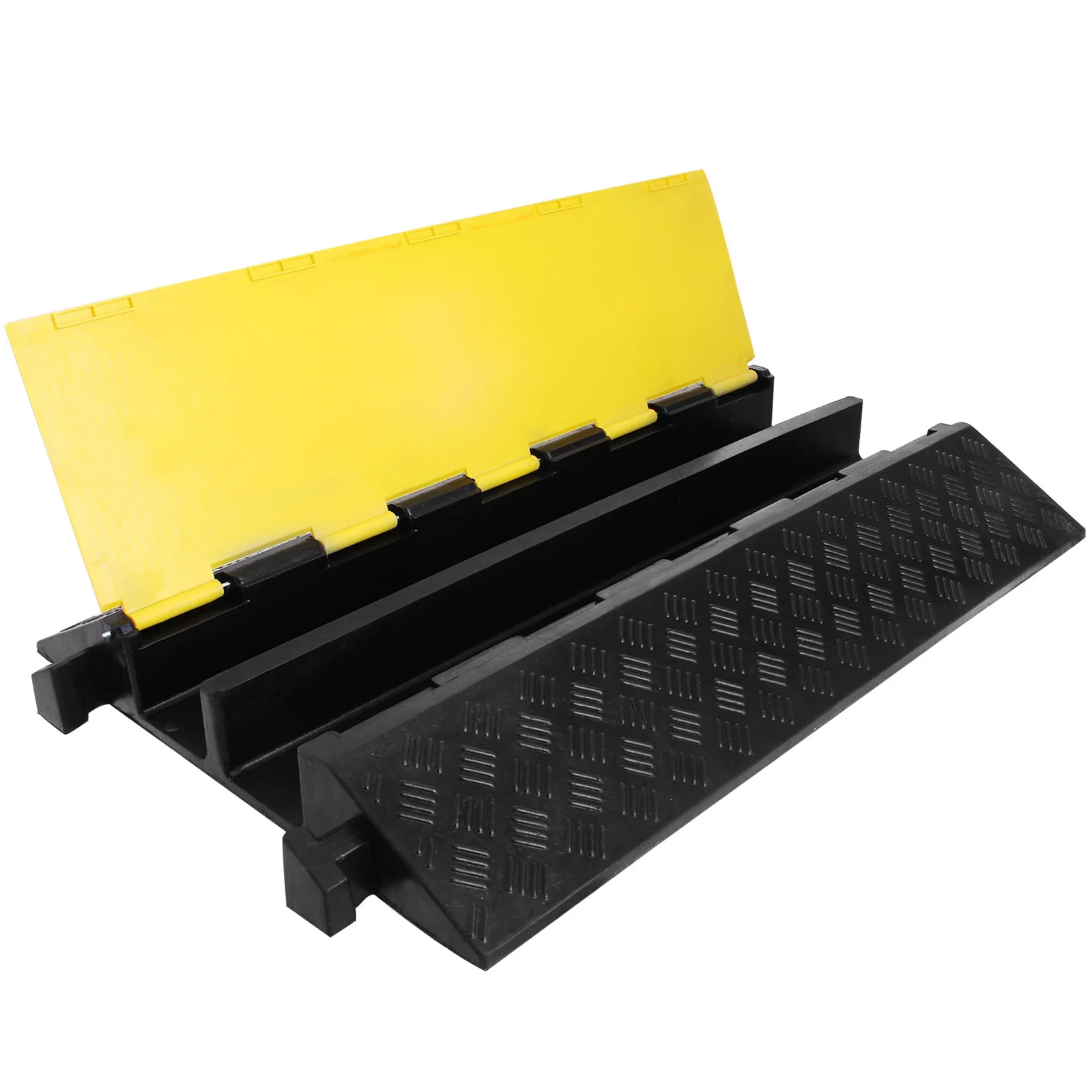 VEVOR Large Cable Protectors 2-Channel Rubber Cable Ramps 66000lbs Protective Cable Wire Cord Ramp Driveway Traffic Speed Bumps