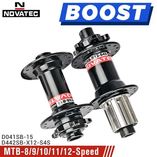 Imagen 2 del producto Novatec-buje de bicicleta D442 D041, cubo de rueda delantera y trasera, rodamiento 2/4 para buje de bicicleta de montaña de 8/9/10/11/12 velocidades, 32H BOOST THRU 15/12MM