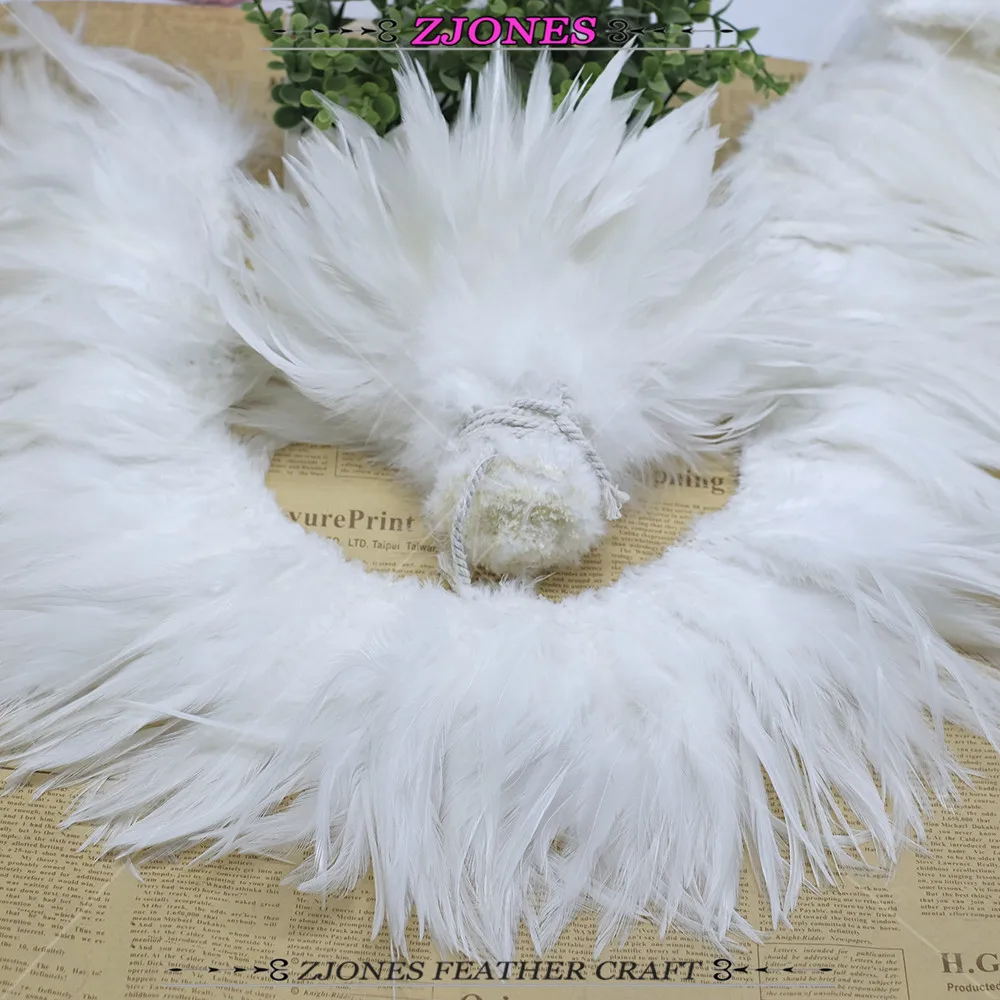 White Coque Feather Rooster Feather Saddle Hackle Feather Strung 6-8\