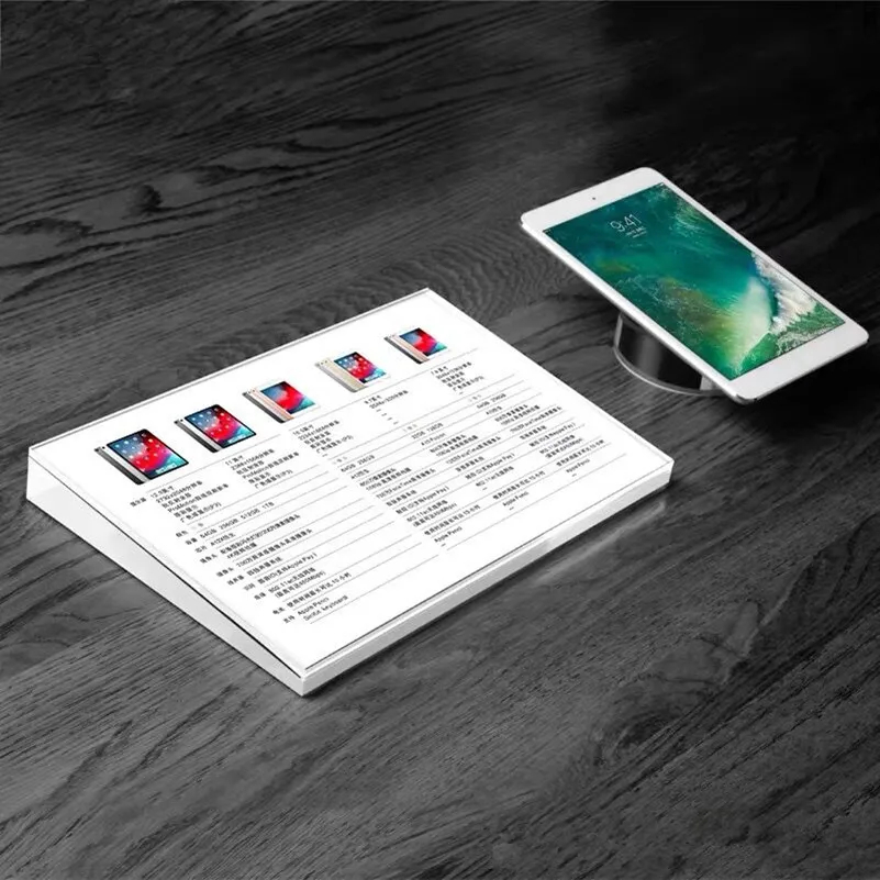 A4 Tabletop Beveled Square Acrylic Sign Holder Display Stand Mobile Cellphone Price Label Tag Advertising Picture Poster Frame