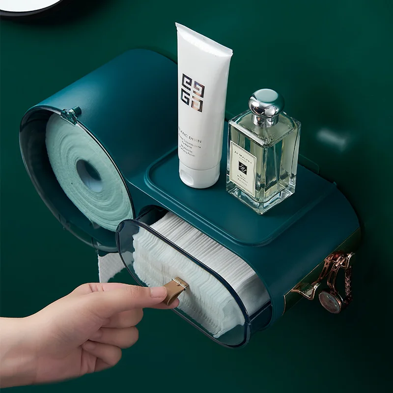 PunchFree porta carta igienica Dispenser di carta igienica in plastica scatola di carta igienica a parete impermeabile scatola da bagno in rotolo di carta