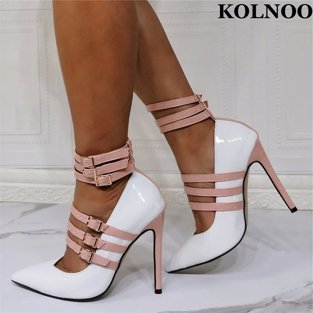 

Kolnoo New Designed Handmade Womens High Heels Pumps Buckle Straps Daily Wear Party Dress Shoes Sexy Large Size Fashion Shoes