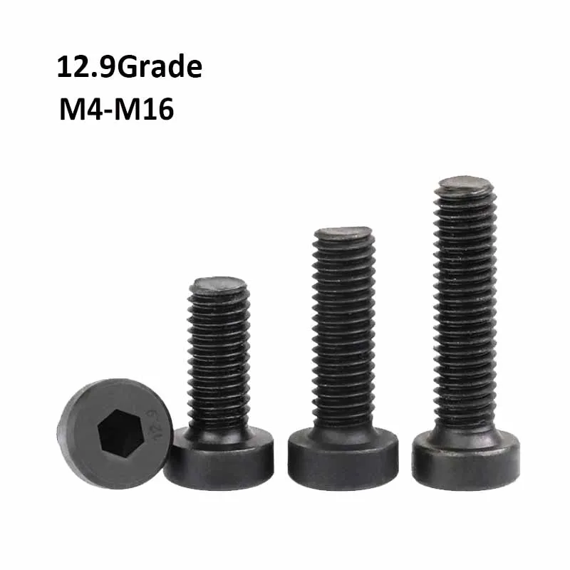 Black Hexagon Socket Thin Low Short Low Head Cap Screw Grade 12.9 Steel Cup Head Allen Bolts DIN7984