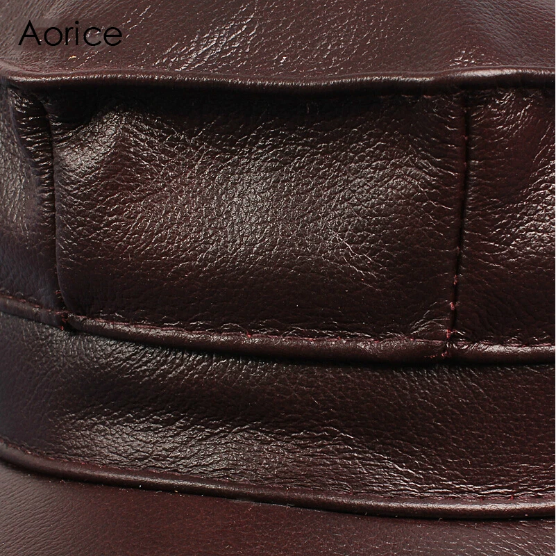 Aorice Genuine Leather Baseball Cap Mens Hats And Caps Autumn Winter Solid Color Brown Black Leather Cap Leisure Fashion HL059