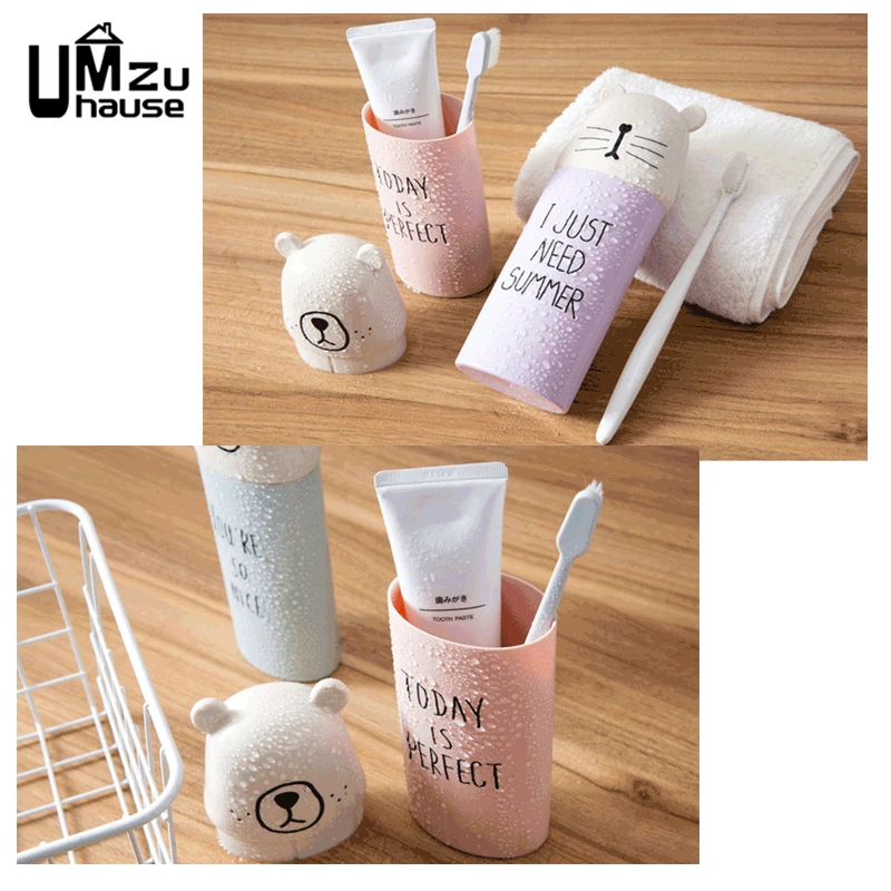 Cute Toothbrush Toothpaste Cups Portable Storage Boxes Dental Brush Washing Tooth Gargle Case Children Bathroom Travel Organizer