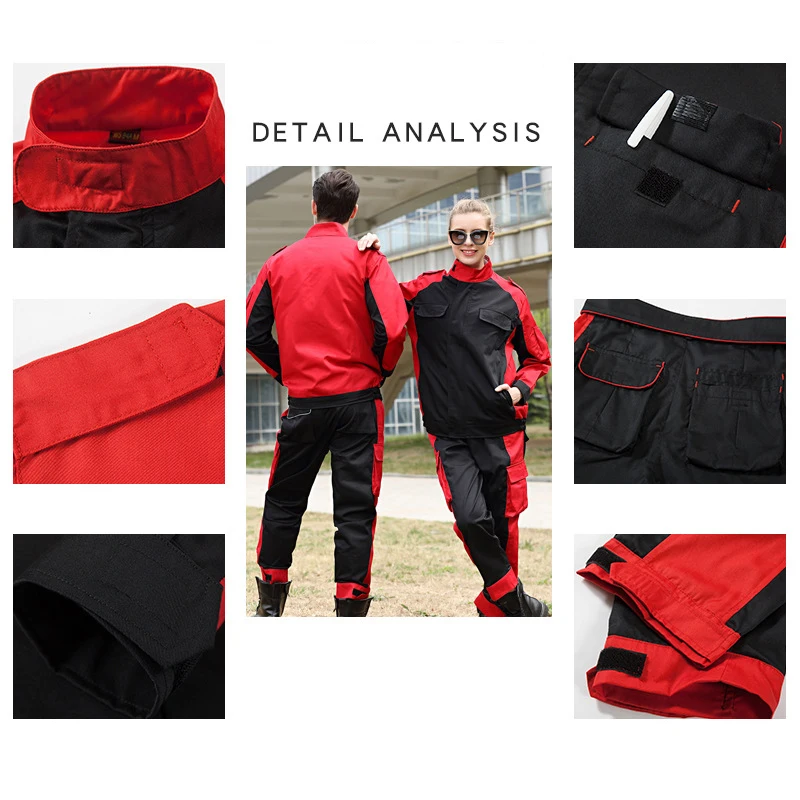 Workwear suit men and women large size overalls jacket + pants autumn machinery production stage performance workers uniforms