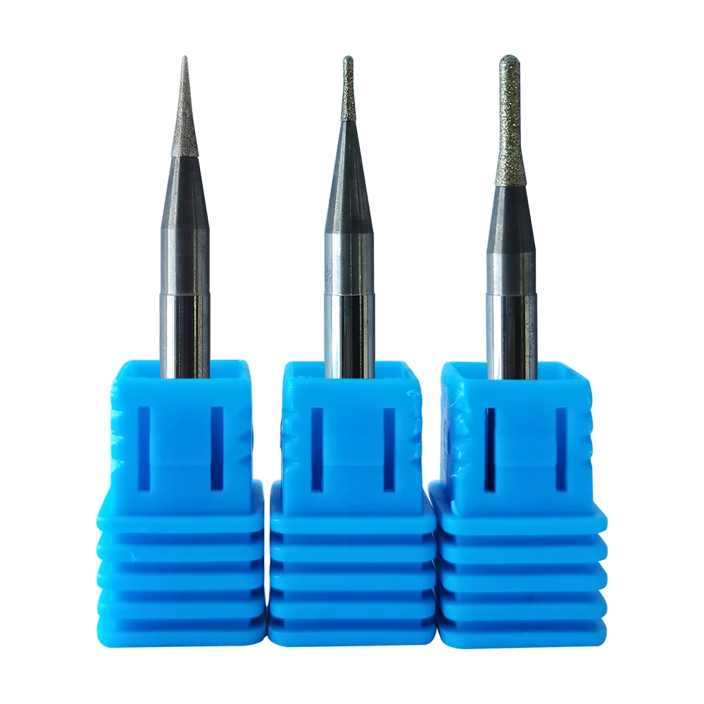 3 Pieces Dental Tools Glass Ceramic Milling Burs for Zirkonzahn Emax D6 Shank Diameter Φ6mm Corundum Coated Milling Cutter