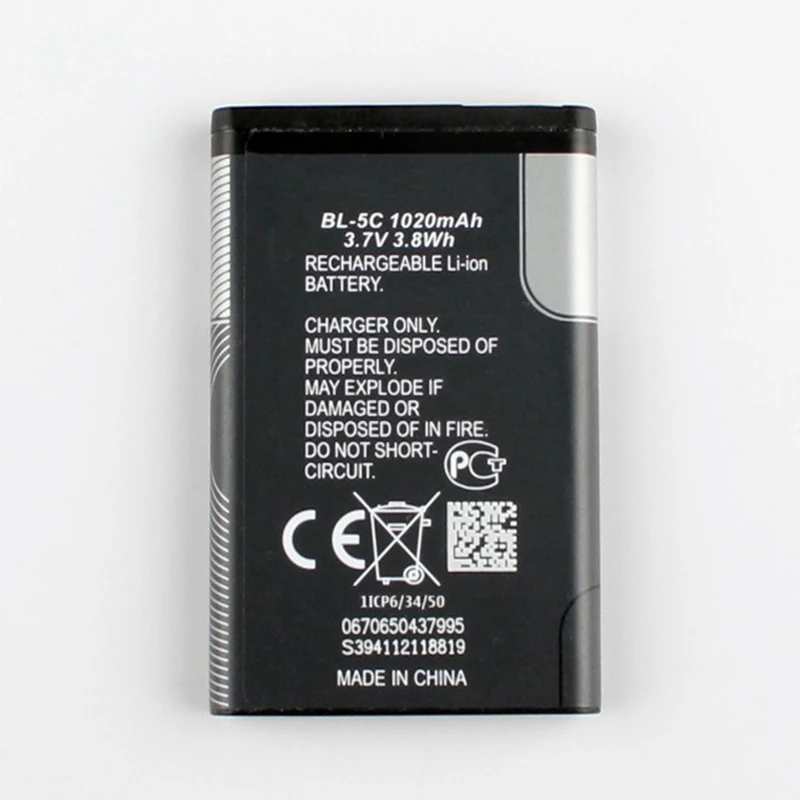 Original BL-5C phone battery for Nokia C2-01 C2-02 C2-03 C2-06 X2-01 5130 6230i N72 N70 5130 2610 6267 7610 E50 3208C