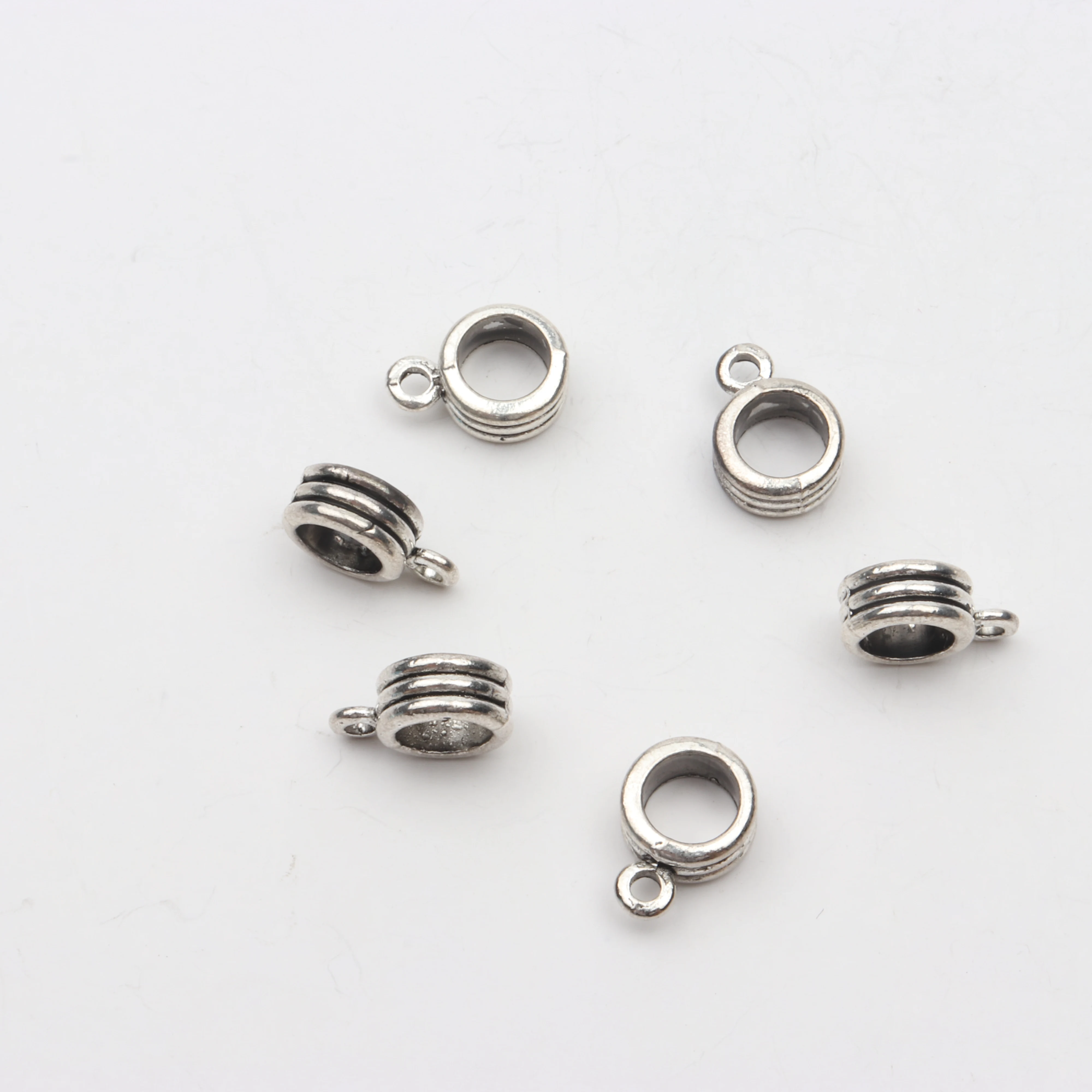 10pcs Antique silver Ring Shape Plus A Small Circle Hollow Alloy  Clasp Connector For Jewelry Making Bracelet Necklace Wristband