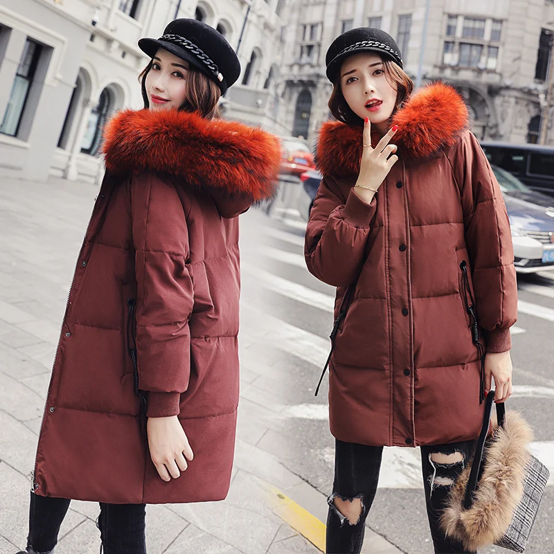 Coat Female Winter Jacket Women Thick Warm White Duck Down Parkas Korean Fashion Fur Hooded Clothes LWL1145