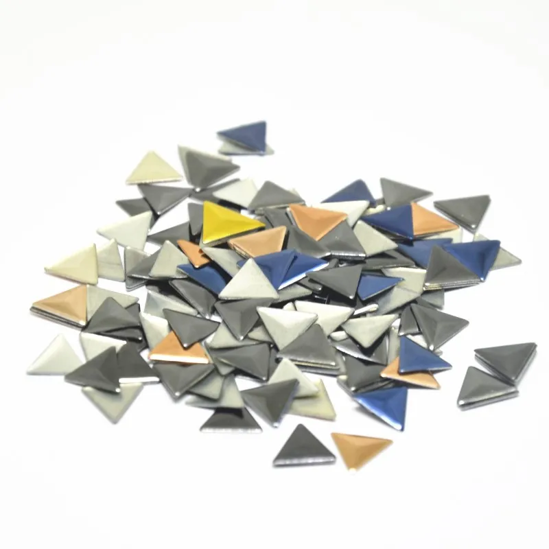 Gold/Silver/Mixed Color Metalic Hot Fix Rhinestuds Aluminium Triangles Shape Iron On Nailheads With Adhesive