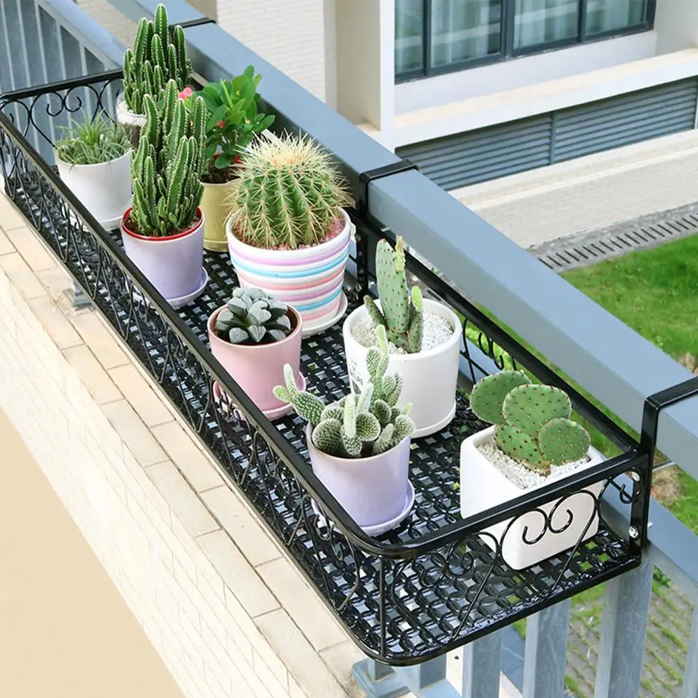 Balcony Hanging Flower Rack Storage Rack Rail Flowerpot Railing Shelf Balcony Rail Planter Shelf Fence Railing Flower Pot Stand