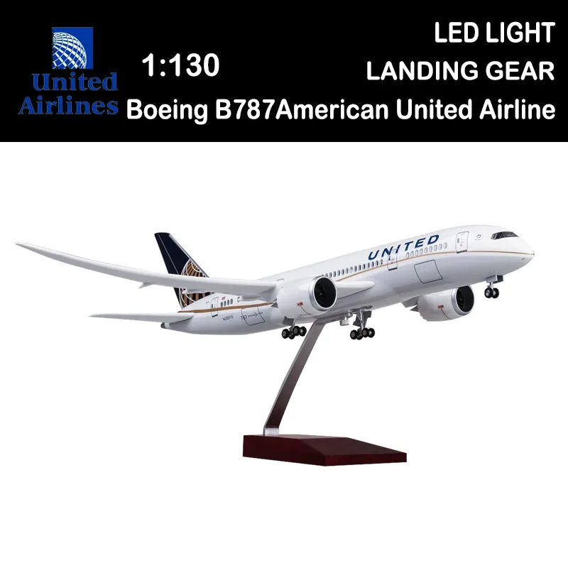 

1/130 43cm Airplane Boeing B787 Dreamliner Aircraft American United Airline Model Light Plane Airliner Adult Toys Gifts Display