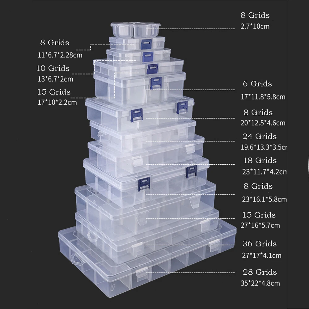 Compartment Storage Box for Jewelry, Earring, Bead, Screw, Toy Parts Holder, Display Organizer, Adjustable Container, 1-36 Grids