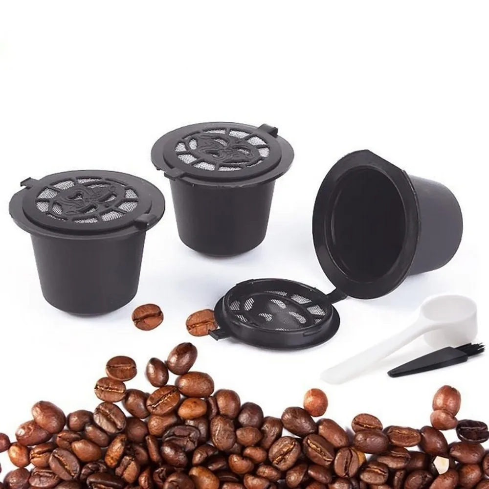 1/3/6PCS Coffee Capsule for Nespresso Refillable Capsule Filter Reusable Cafe Tools with Spoon Coffee Capsules Cafe Utensils