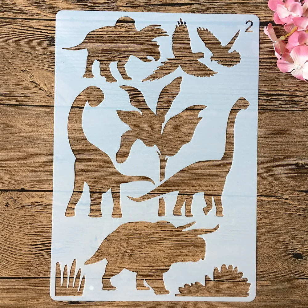 

A4 29cm Dinosaur Triceratops Animals DIY Layering Stencils Wall Painting Scrapbook Coloring Embossing Album Decorative Template