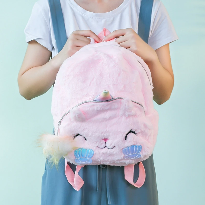 Plush Kindergarten Bag Baby Doll Unicorn Backpacks for Girls