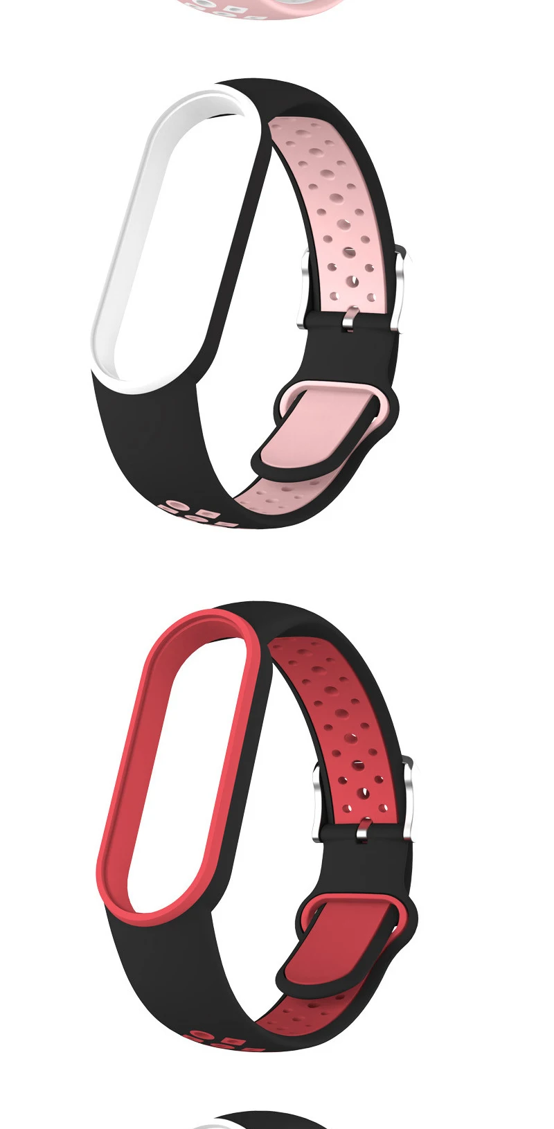 Gürtel Für Xiaomi Mi Band 5 6 Zwei-farbe Silikon Armband Sport Atmungsaktive Strap Für Miband 5 Miband 7 ersatz Armband – Detail 4