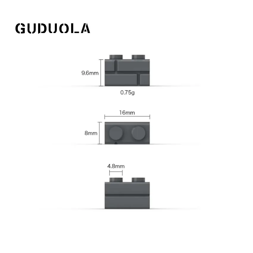 Guduola Brick 1x2 with Embossed Bricks (98283) Building Block Small Particle MOC Build Assembly block DIY Toys 50pcs/LOT