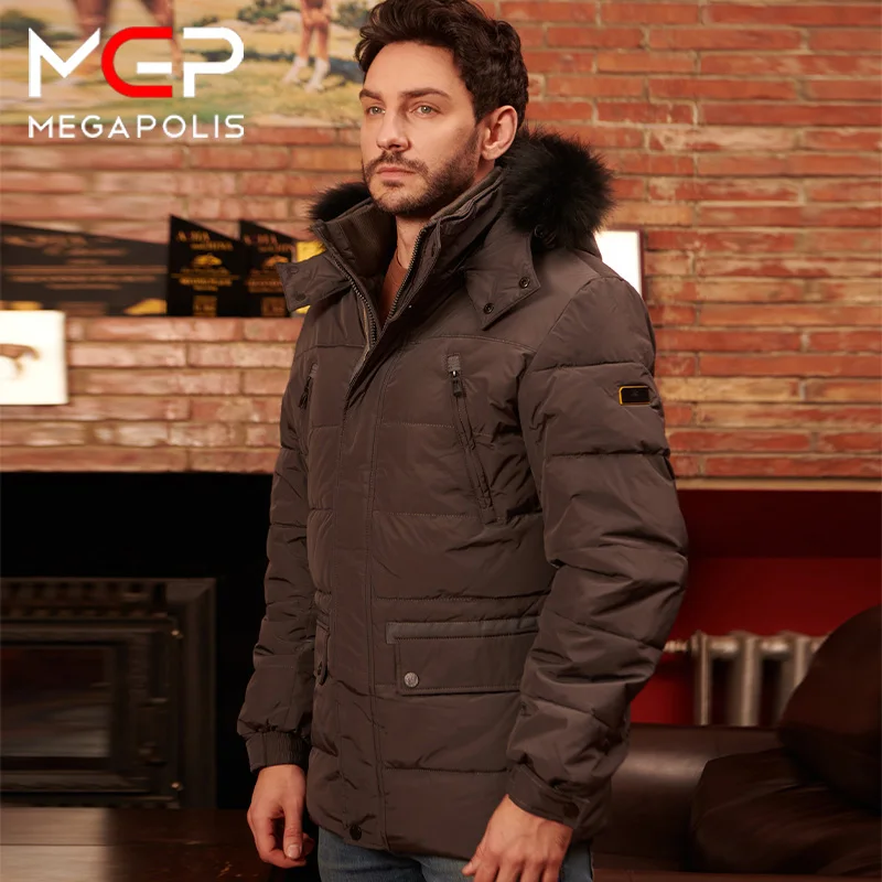 MGP Men\'s winter jacket long jacket fashion jacket coat men\'s down combined hat