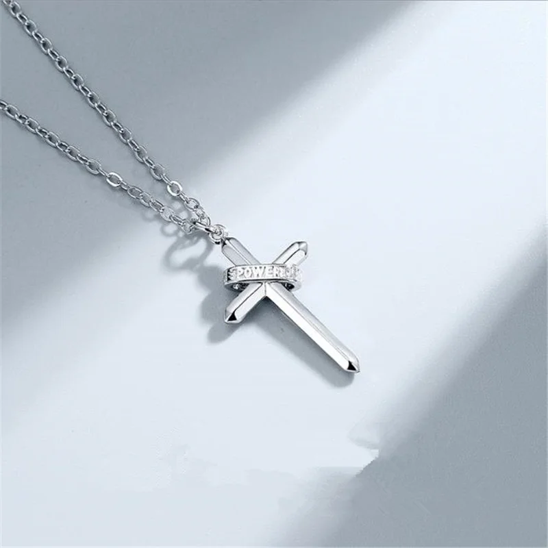 New Arrival Silver 925 Sterling Chain Necklace For Men Jewelry Classic Cross Pendant Male Choker Accessories For Boyfriend Gift