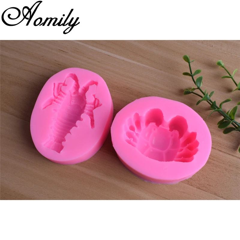 Aomily Lobster Crab Patten Cake Silicone Molds Fondant Cake Decorating Tools Chocolate Candy Mold Resin Clay Mould Baking Tool