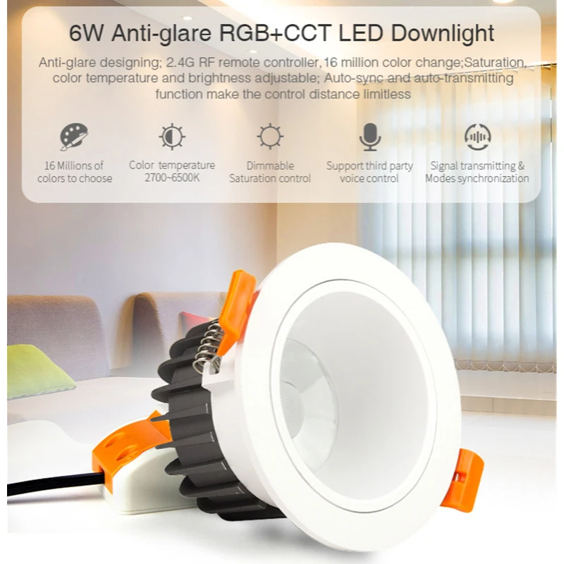 AC85V~240V  LED downlight  6W 12W 18W Anti-glare RGB+CCT LED Downlight Smart Phone APP / Remote / voice control Ceiling light