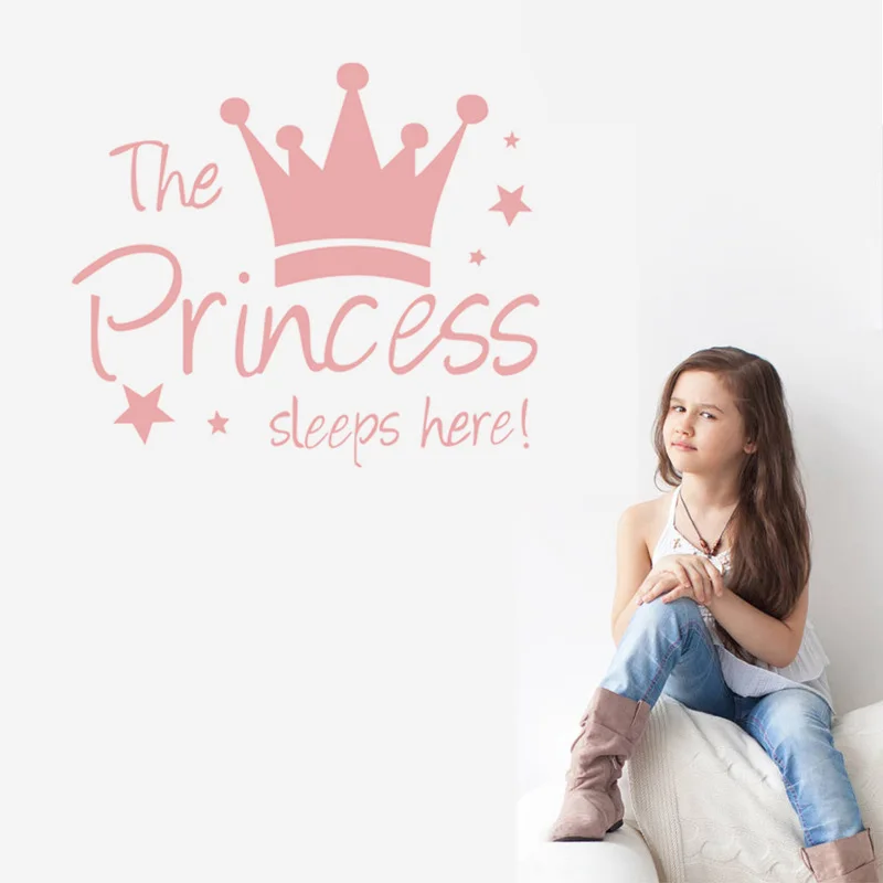 Princess Good Night Crown Wall Stickers Home Decoration  For Children's Room Bedroom Art Wallpaper Peel & Stick Removable Mural