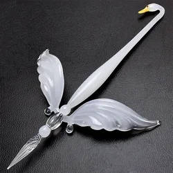 Creative Swan Handmade Glass Dip Pen Set angel wings Penholder Calligraphy Fountain Signature Pens Cute Couples Gift Filling Ink