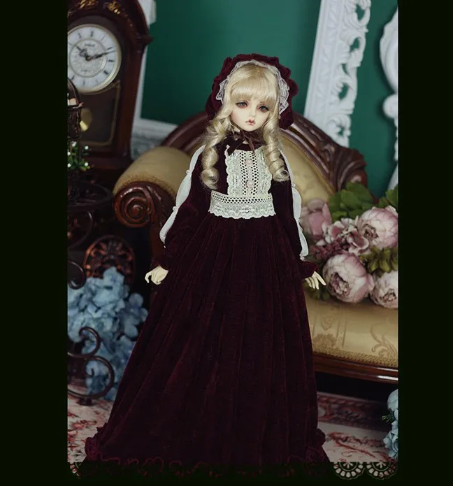 Accept Custom BJD Doll clothes skirt dress Claret Lady dress For 1/3 1/4 SD10 SD13 SD16 DZ Doll Accessories