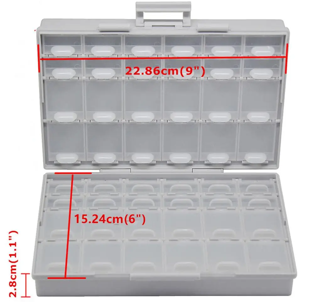 AideTek BOXALL144+BOXALL48 SMT Empty Box storage toolbox Enclosure Compartments each w/lid SMD Box Organizer Craft Beads Storage