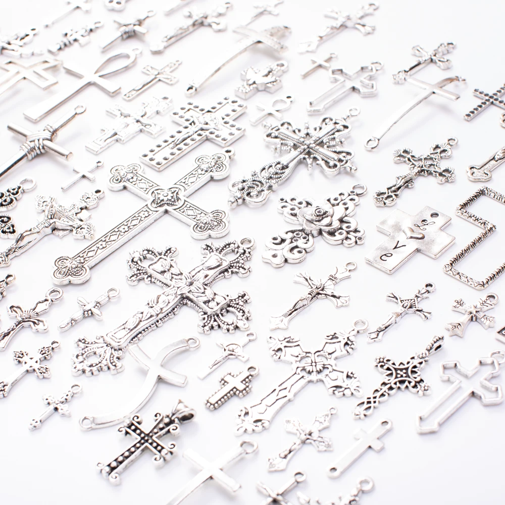 Hot sale 70 PCS zinc alloy metal cross retro pendant DIY handmade jewelry necklace pendant