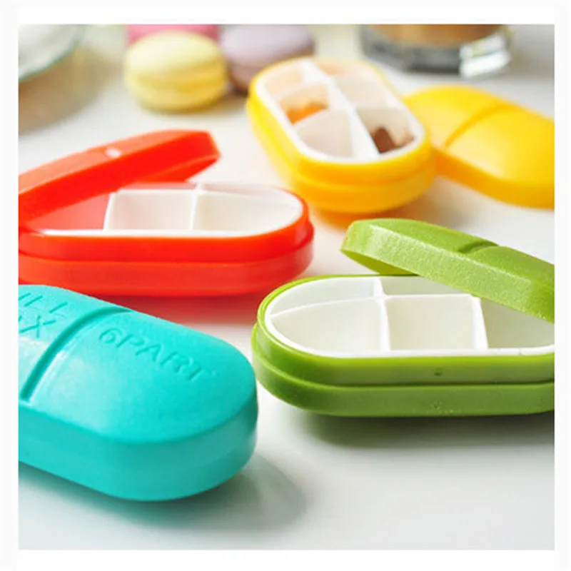 1PC Cute Mini Pill Box Travel Medicine Pill Cases Plastic Container Drug Tablet Storage Organizer Health Care Tool 6 Grids