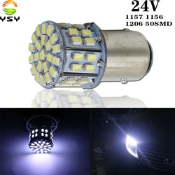 YSY 1pcs 24V White 1206 50 SMD Led Bulbs 1156 BA15S P21W 400LM Vehicles Backup Tail Light Turn Signal Parking Lights Indicator