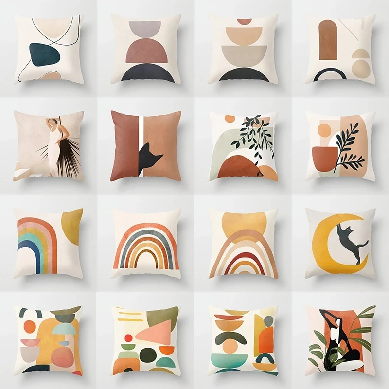 Decorative Pillowcases Short Plus Throw Pillow Case Mid Century Geometry Abstract Cushion Covers for Home Sofa Chair