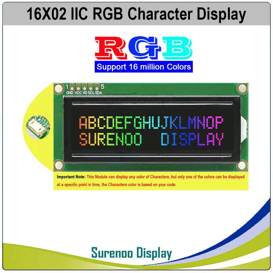 Grove 162 16X2 1602 3.3-5V Serial IIC I2C FSTN Positive Negative Character LCD Module Display Screen LCM Panel w/ RGB Backlight