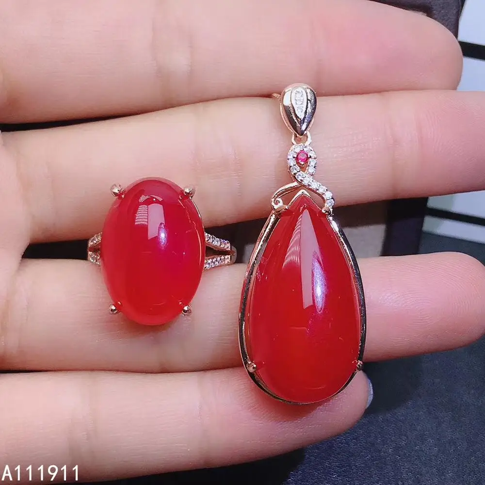 

KJJEAXCMY boutique jewelry 925 sterling silver inlaid Natural red Carnelian pendant ring popular women's suit support test cute