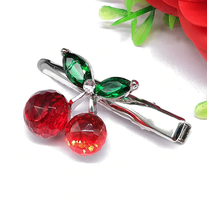 1Pcs Fashion Crystal Cherry Hair Clip Lovely Sweet Hairpins Barrette Headdress for Women Girl Hair Accessories