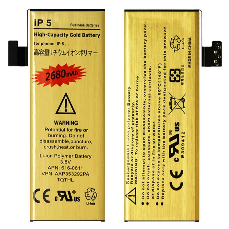 

High Capacity Golden Replacement Battery For iPhone 5 iPhone 5S 5C Battery ip5 ip5s ip5c Bateria iphone5