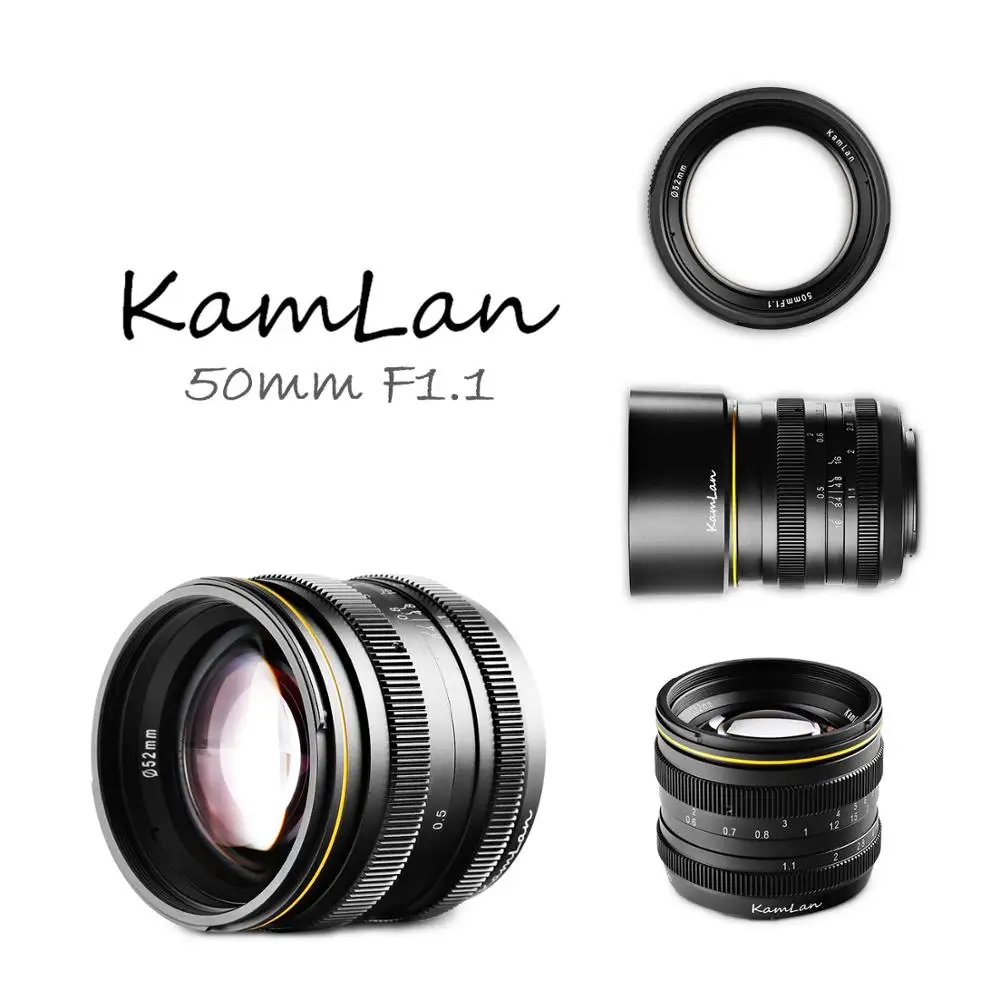 Kamlan 50mm f1.1 APS-C Large Aperture Manual Focus Lens for Canon EOS-M NEX Fuji X M4/3 Mount camera for Mirrorless camera lens