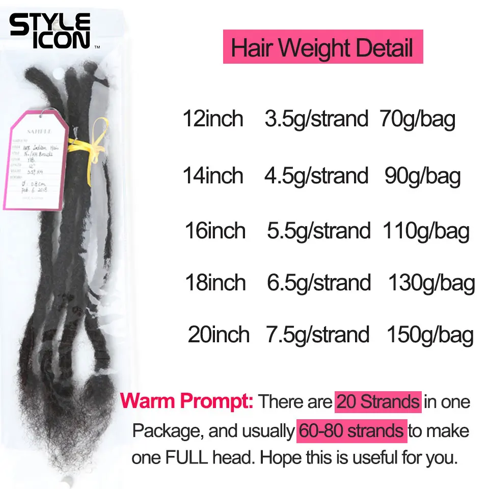 Brazilian 100% Human Hair Braids Dreadlocks 0.6CM crochet braiding hair Can Be Dye Remy Human Hair Extensions