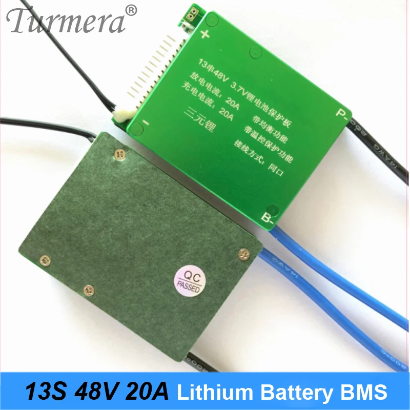 

Turmera 13S 48V 20A BMS 18650 21700 Защитная плата литиевой батареи Общий порт для аккумулятора электрического велосипеда 48 В и электронного скутера