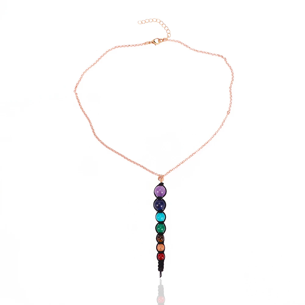 1 pz New Multicolor Lava 7 Chakra guarigione equilibrio perline collana donna Reiki collana con ciondolo gioielli Yoga spirituale