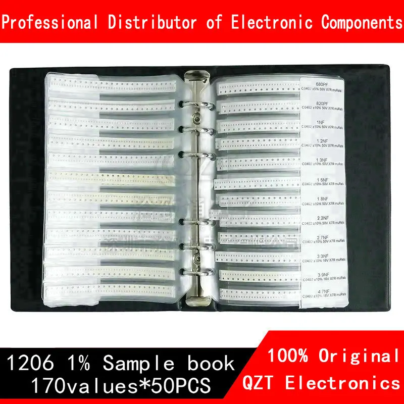 New 1206 SMD Resistor Sample Book 1%  Tolerance 170valuesx50pcs=8500pcs Resistor Kit 0R~10M