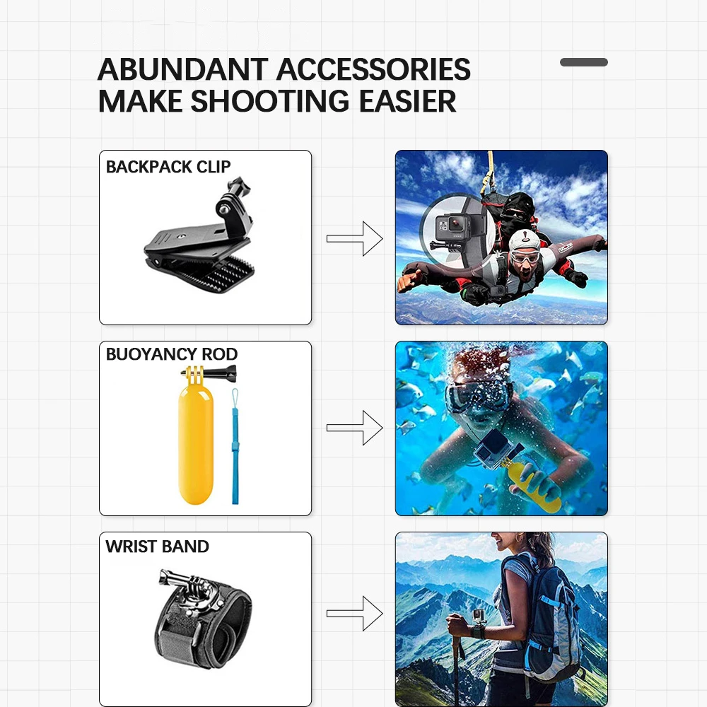 GoPro Accessories Set for Go Pro Hero 8 7 6 5 4 Black Mount for Xiao Yi 4k Mijia Case for Sjcam Action Camera