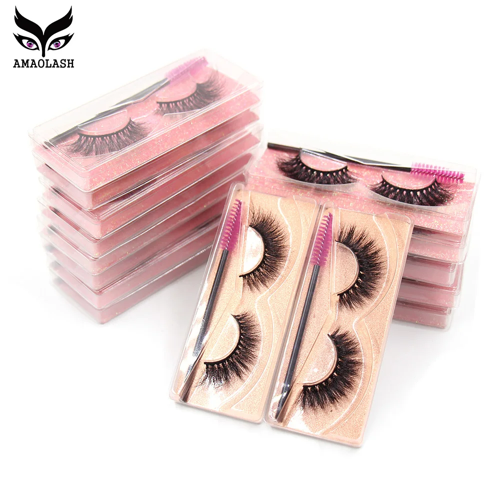 

3D Mink Lashes 10/100 Pairs Wholesale Lashes Fluffy Soft Wispy Natural Cross Eyelash Extension Reusable Lashes Mink False Eyelas